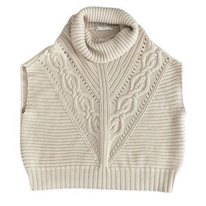 Trina Turk Light Pink Cable Knit Turtleneck Sweater Vest O/S
